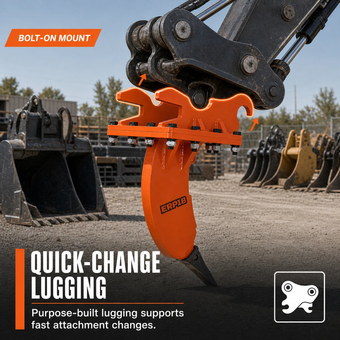 3" Excavator Ripper for 10-18 Ton Excavators, Replaceable Boot, Single Shank for Frozen and Compacted Ground, Quick Change, TMG-ERP18