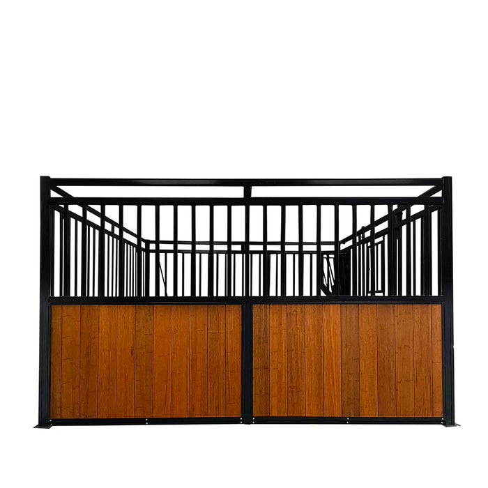 TMG Industrial 12’ x 12’ Bamboo Horse Stall, Vertical Bar Top, Window/Feeder Opening, Front Sliding Door w/Double-Gravity Latch, TMG-FHS13