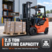Forklift lifting pallet with capacity graphic, 2.5 Ton LPG Forklift TMG-FLP25KU
