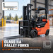 Promotional shot showing 42" or 48" fork options on 2.5 Ton LPG Forklift TMG-FLP25KU