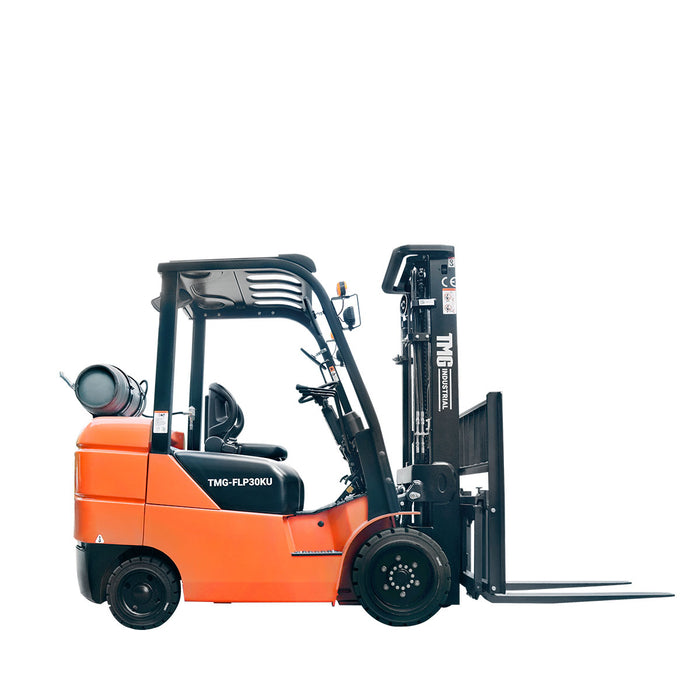 3 Ton LPG Forklift, Kubota Engine, 48" or 60" Class III A Forks, Cushion Tires, TMG-FLP30KU