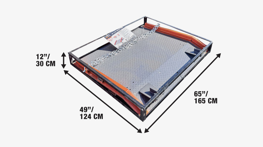 Forklift Ramp 60" x 48", 53-½" Usable Ramp Width, Locking Legs & Side Curbs, TMG-FLR13