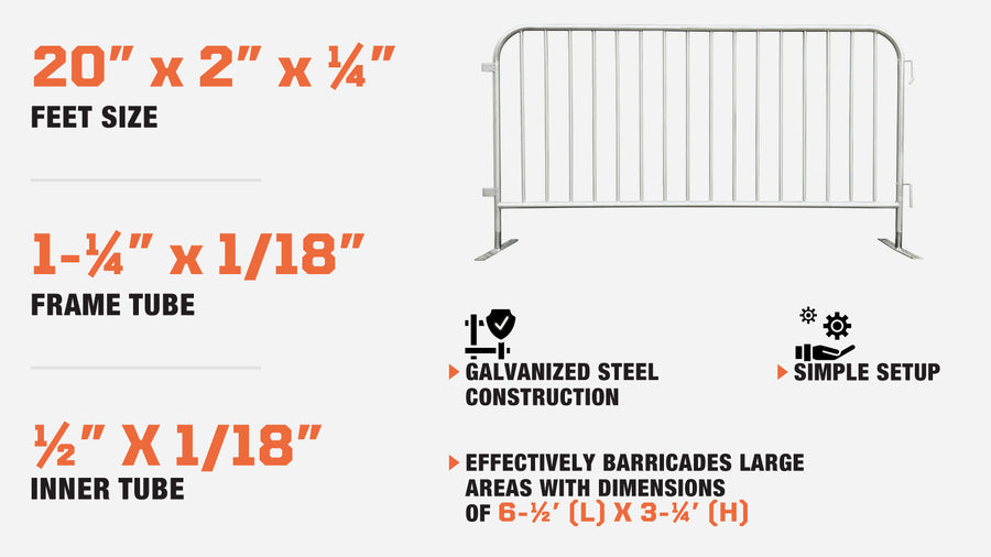 6' x 3' Temporary Crowd Control Barrier (Discontinued – No Longer Available) TMG-FMB20-25