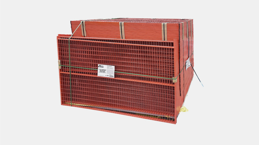 Panneau de clôture de chantier temporaire en métal 6' x 10' avec pinces supérieures et pieds de base, revêtement en PVC premium TMG-FMC29-45