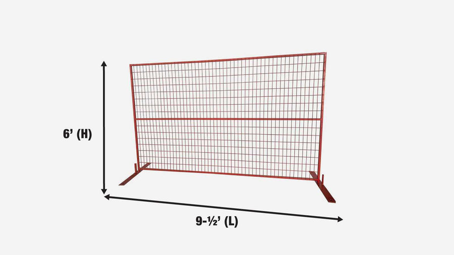 Panneau de clôture de chantier temporaire en métal 6' x 10' avec pinces supérieures et pieds de base, revêtement en PVC premium TMG-FMC29-45