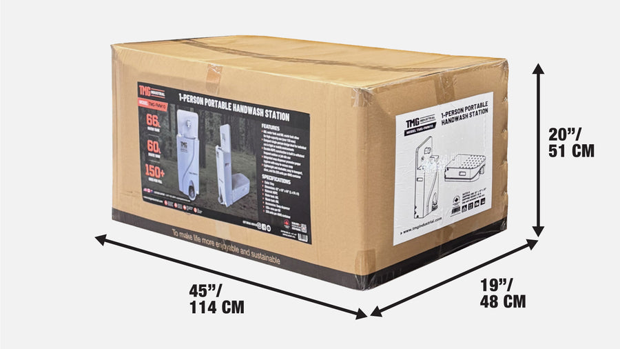 Portable Handwash Station, Single Person Use, 18 Gallon (66L) Fresh Water Tank, 16 Gallon (60L) Waste Tank, TMG-FMW10