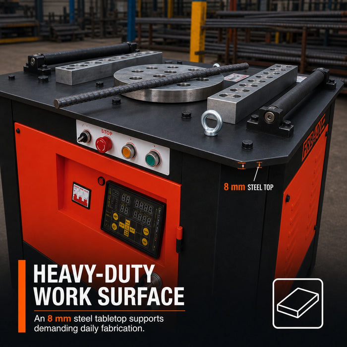 40mm Electric Rebar Bender, PLC Controlled Dual Speed High Capacity with Foot Pedal TMG-FRB40E