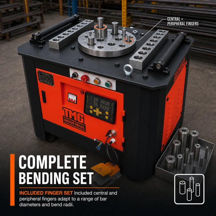 40mm Electric Rebar Bender, PLC Controlled Dual Speed High Capacity with Foot Pedal TMG-FRB40E