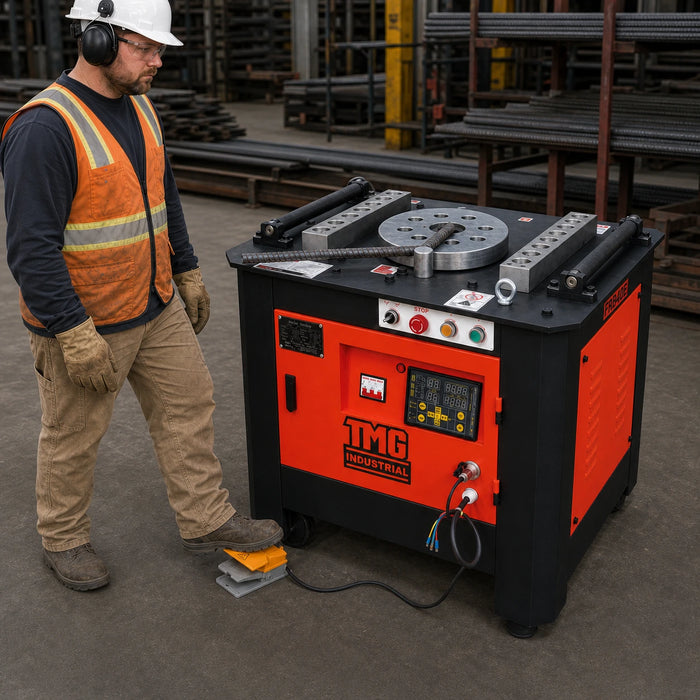 40mm Electric Rebar Bender, PLC Controlled Dual Speed High Capacity with Foot Pedal TMG-FRB40E