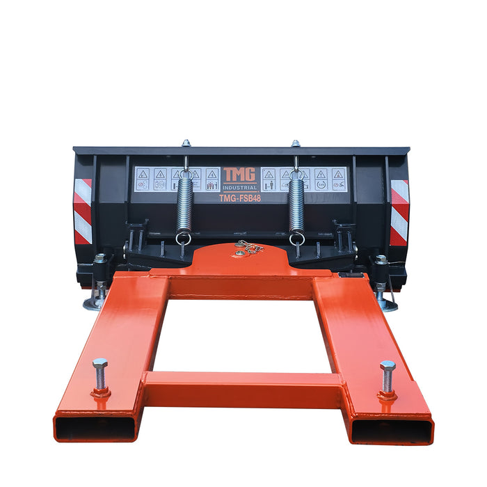 Lame chasse-neige pour chariot élévateur 48", pivotement 30° gauche et droite, angle de déclenchement 60°, lame d'usure boulonnée, chariot élévateur 2 - 3,5 tonnes, TMG-FSB48
