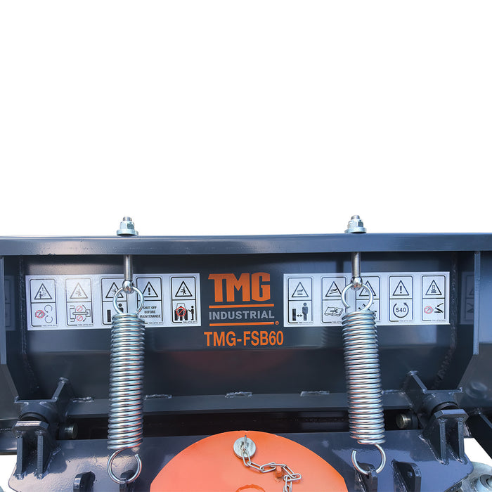 60" Forklift Snow Blade / Snow Pusher, 30° Left & Right, 60° Trip Angle, Bolt-On Cutting Edge, 2 - 3.5 Ton Forklift, TMG-FSB60