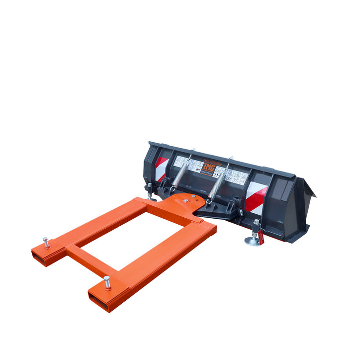 60" Forklift Snow Blade / Snow Pusher w/ Sidewalls, 30° Left & Right, 60° Trip Angle, Bolt-On Cutting Edge, 2 - 3.5 Ton Forklift, TMG-FSB60SW