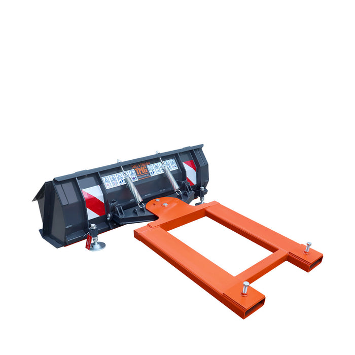 60" Forklift Snow Blade / Snow Pusher w/ Sidewalls, 30° Left & Right, 60° Trip Angle, Bolt-On Cutting Edge, 2 - 3.5 Ton Forklift, TMG-FSB60SW