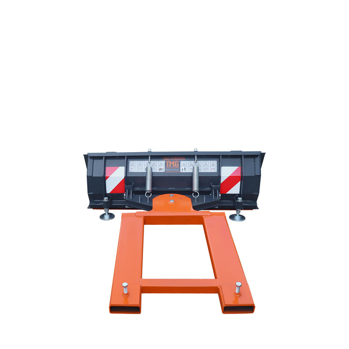 60" Forklift Snow Blade / Snow Pusher w/ Sidewalls, 30° Left & Right, 60° Trip Angle, Bolt-On Cutting Edge, 2 - 3.5 Ton Forklift, TMG-FSB60SW