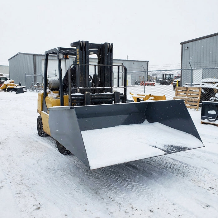 Forklift Snow Bucket, 64” x 55” Work Capacity, 90° Dump Angle, Beveled Edge Design, TMG-FSB64 TMG Industrial CA