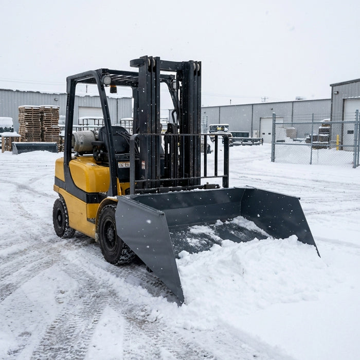 Forklift Snow Bucket, 64” x 55” Work Capacity, 90° Dump Angle, Beveled Edge Design, TMG-FSB64 TMG Industrial CA