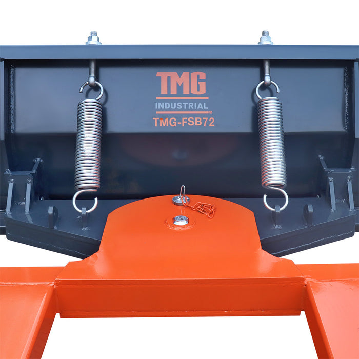 72" Forklift Snow Blade / Snow Pusher, 30° Left & Right, 60° Trip Angle, Bolt-On Cutting Edge, 2 - 3.5 Ton Forklift, TMG-FSB72