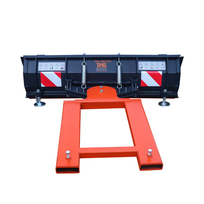 72" Forklift Snow Blade / Snow Pusher w/ Sidewalls, 30° Left & Right, 60° Trip Angle, Bolt-On Cutting Edge, 2 - 3.5 Ton Forklift, TMG-FSB72SW
