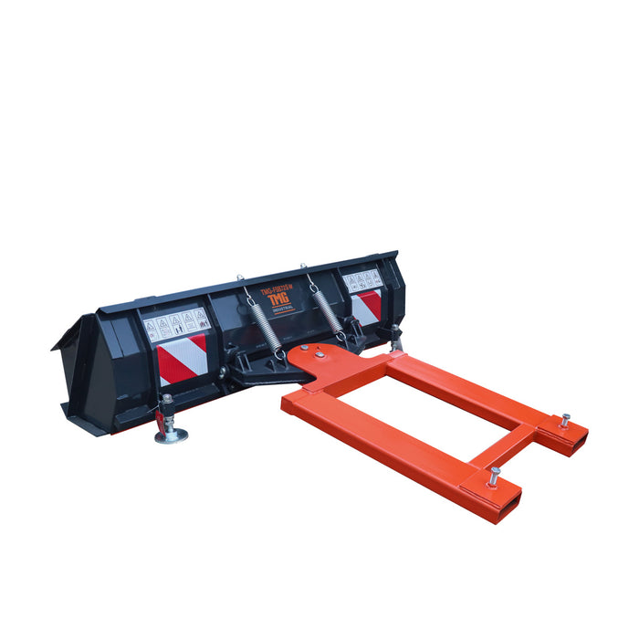 72" Forklift Snow Blade / Snow Pusher w/ Sidewalls, 30° Left & Right, 60° Trip Angle, Bolt-On Cutting Edge, 2 - 3.5 Ton Forklift, TMG-FSB72SW