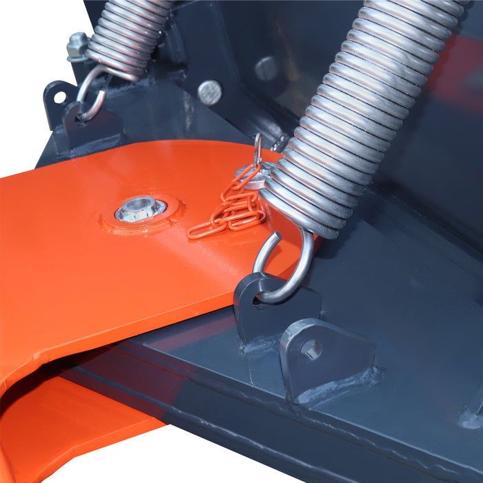 72" Forklift Snow Blade / Snow Pusher w/ Sidewalls, 30° Left & Right, 60° Trip Angle, Bolt-On Cutting Edge, 2 - 3.5 Ton Forklift, TMG-FSB72SW