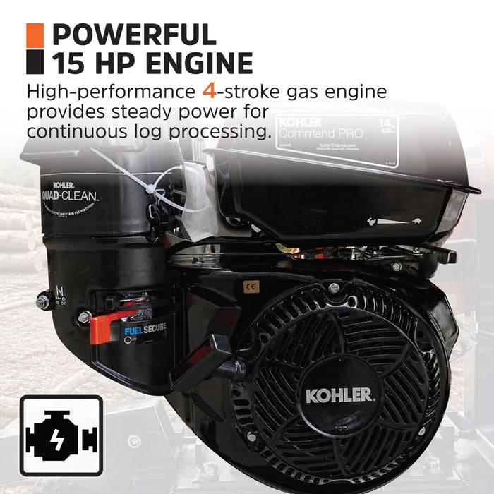 5" Branch Logger, 15 HP KOHLER Gas Engine, Electric/Recoil Start, Dual Drum System, 2" Hitch Tow-Behind, TMG-GBL05