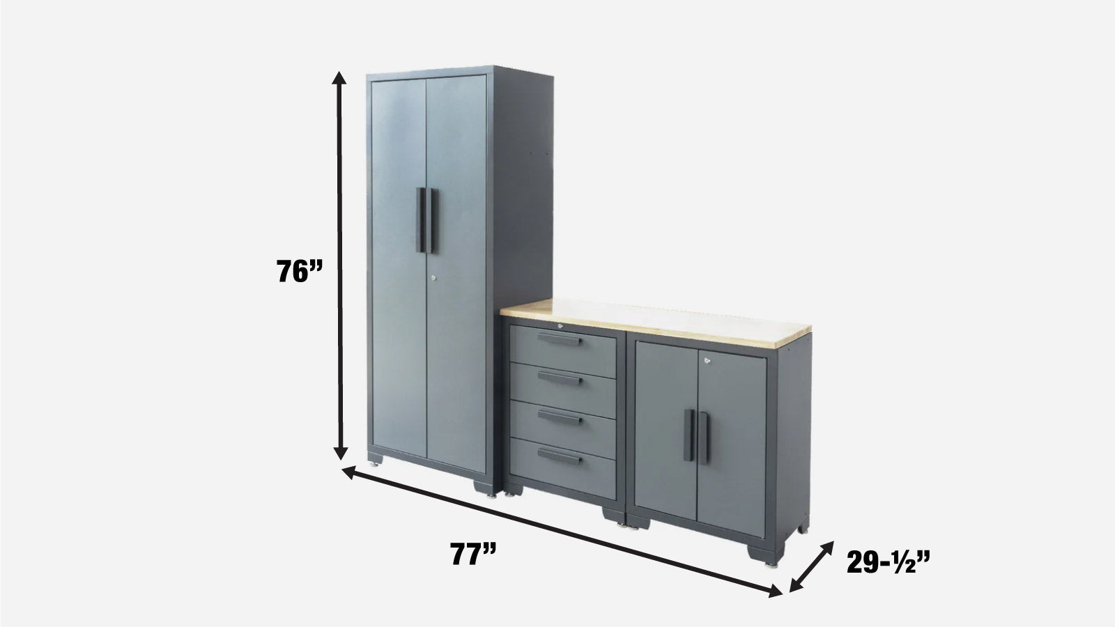 TMG Industrial Pro Series 4-Piece Garage Cabinet Combo, 150 Lb Shelving Load Capacity, Shelves Per Locker, TMG-GCC04-specifications-image