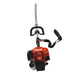 TMG-GCV50 gas concrete vibrator rear view showing 38 cc engine, handle and shoulder strap