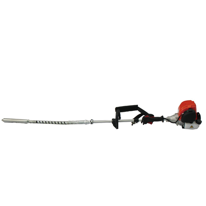 TMG-GCV50 gas concrete vibrator side profile with engine, controls, flexible shaft and 2-inch head