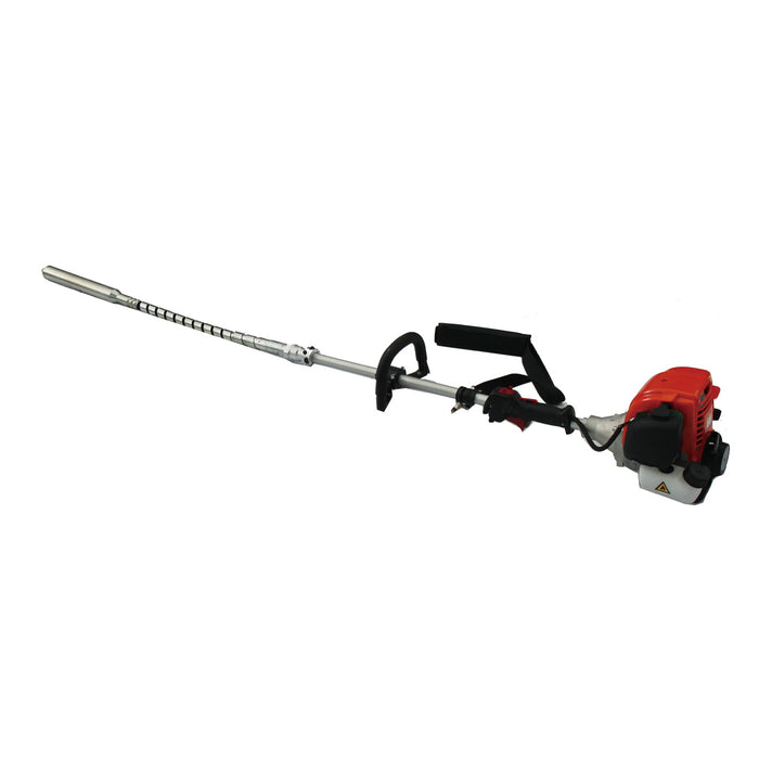 TMG-GCV50 gas concrete vibrator angled side view with 22-inch flexible shaft and 2-inch vibrator head
