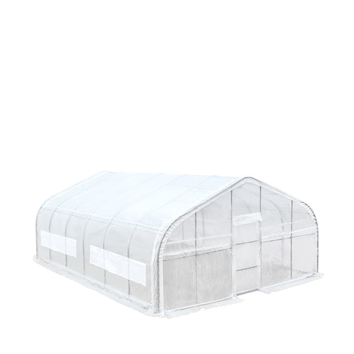 TMG Industrial 20’ x 30’ Tunnel Greenhouse Grow Tent w/12 Mil Ripstop Leno Mesh Cover, Cold Frame, Roll-up Windows, Peak Ceiling Roof, TMG-GH2030