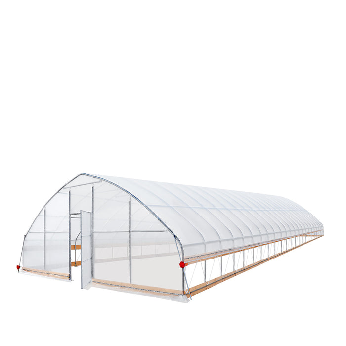 TMG Industrial 25’ x 100’ Tunnel Greenhouse Grow Tent w/6 Mil Clear EVA Plastic Film, Cold Frame, Hand Crank Roll-Up Sides, Peak Ceiling Roof, TMG-GH25100