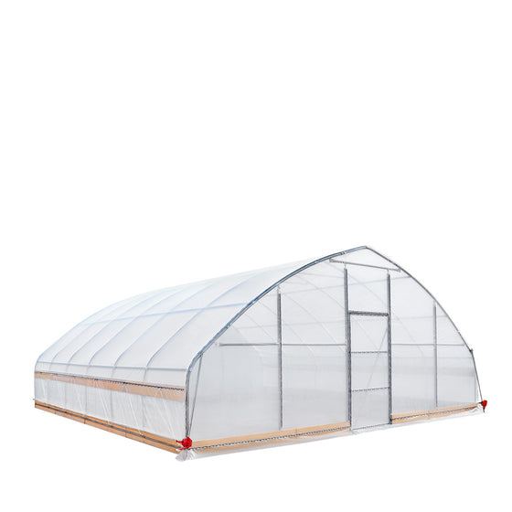 25' x 25' Tunnel Greenhouse Grow Tent w/6 Mil Clear EVA Plastic Film, Cold Frame, Hand Crank Roll-Up Sides, Peak Ceiling Roof, TMG-GH2525-V2 (Previously GH2525)