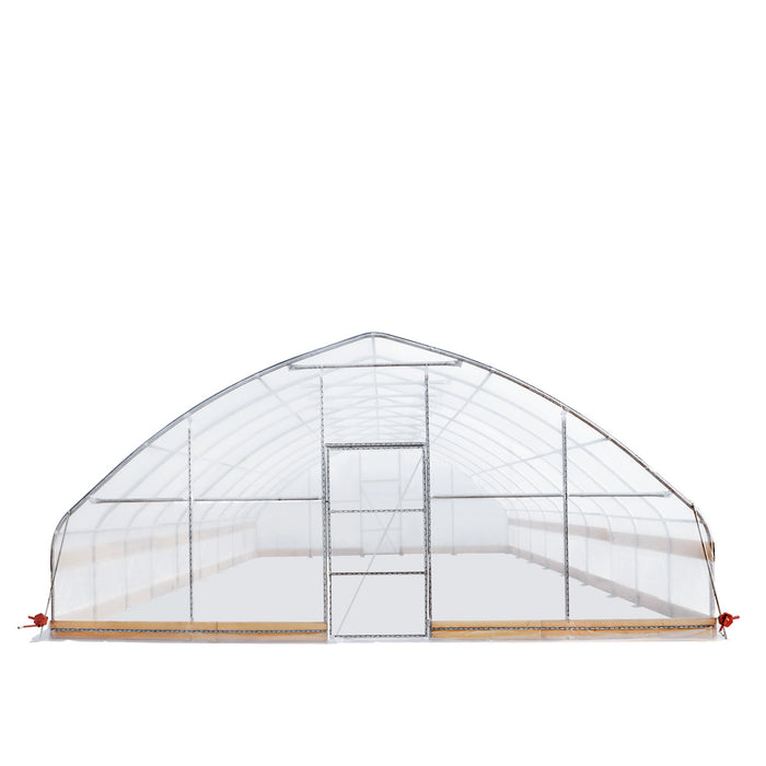 TMG Industrial 25' x 40' Tente de culture de serre tunnel avec film plastique EVA transparent 6 mil, cadre froid, côtés enroulables à manivelle, toit de plafond en pointe, TMG-GH2540