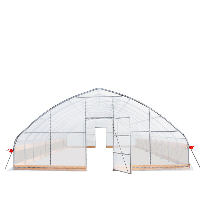 TMG Industrial 25’ x 40’ Tunnel Greenhouse Grow Tent w/6 Mil Clear EVA Plastic Film, Cold Frame, Hand Crank Roll-Up Sides, Peak Ceiling Roof, TMG-GH2540