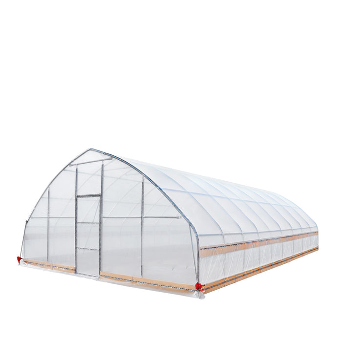 TMG Industrial 25' x 40' Tente de culture de serre tunnel avec film plastique EVA transparent 6 mil, cadre froid, côtés enroulables à manivelle, toit de plafond en pointe, TMG-GH2540