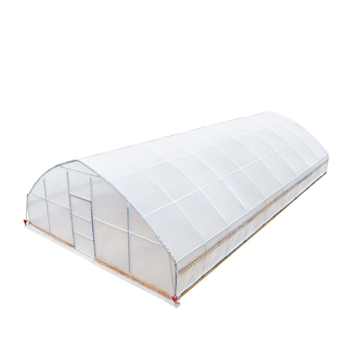 TMG Industrial 25’ x 40’ Tunnel Greenhouse Grow Tent w/6 Mil Clear EVA Plastic Film, Cold Frame, Hand Crank Roll-Up Sides, Peak Ceiling Roof, TMG-GH2540