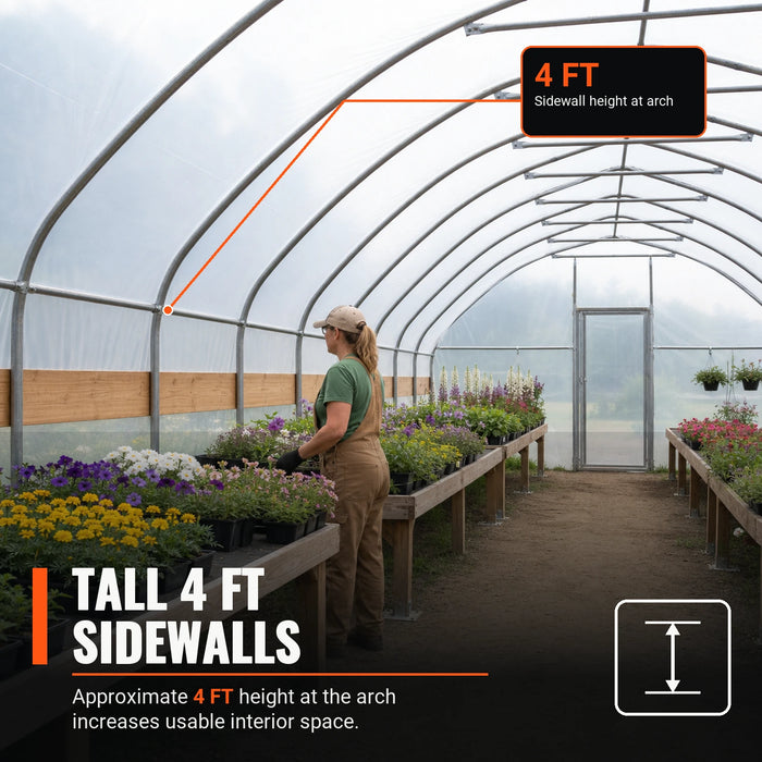 25' x 50' Tunnel Greenhouse Grow Tent w/6 Mil Clear EVA Plastic Film, Cold Frame, Hand Crank Roll-Up Sides, Peak Ceiling Roof, TMG-GH2550-V2 (Previously GH2550)