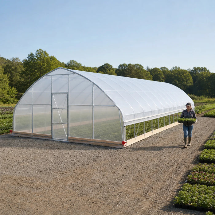 25' x 50' Tunnel Greenhouse Grow Tent w/6 Mil Clear EVA Plastic Film, Cold Frame, Hand Crank Roll-Up Sides, Peak Ceiling Roof, TMG-GH2550-V2 (Previously GH2550)
