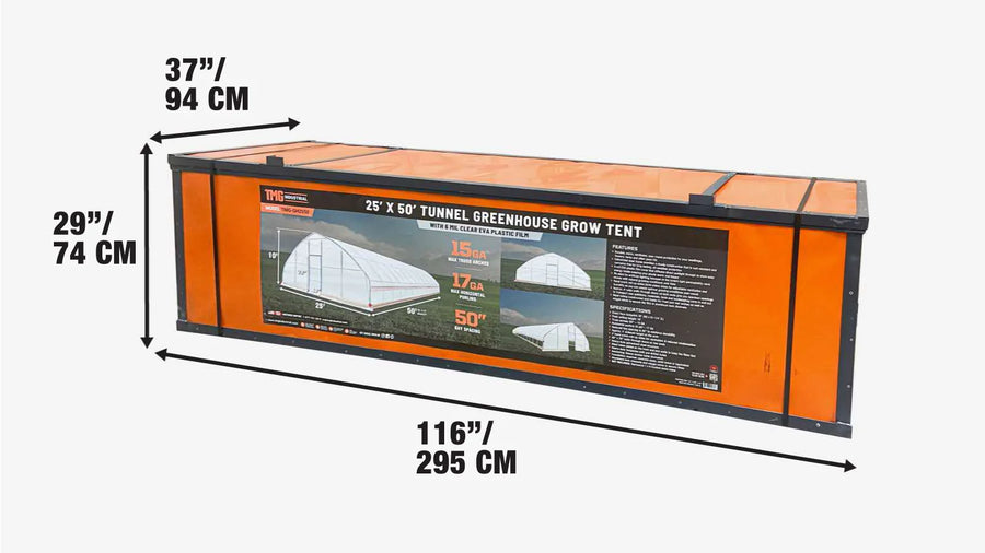 25' x 50' Tunnel Greenhouse Grow Tent w/6 Mil Clear EVA Plastic Film, Cold Frame, Hand Crank Roll-Up Sides, Peak Ceiling Roof, TMG-GH2550-V2 (Previously GH2550)