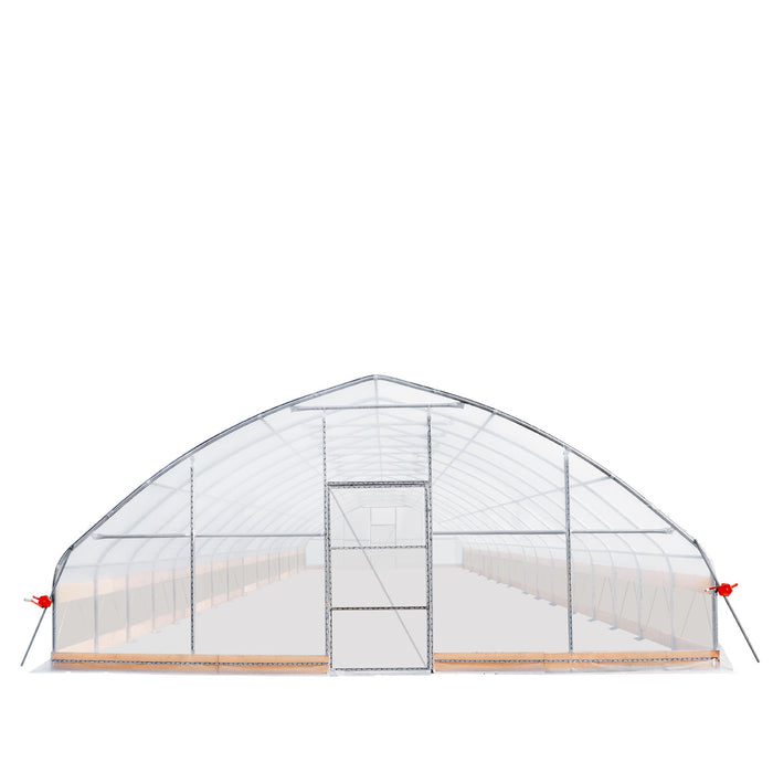 Serre-tunnel 7,6 m x 18,3 m avec film plastique EVA transparent 6 mil, châssis froid, parois latérales enroulables à manivelle, toit à plafond en pointe, TMG-GH2560-V2 (anciennement GH2560)