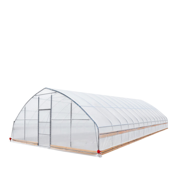 TMG Industrial 25’ x 60’ Tunnel Greenhouse Grow Tent w/6 Mil Clear EVA Plastic Film, Cold Frame, Hand Crank Roll-Up Sides, Peak Ceiling Roof, TMG-GH2560
