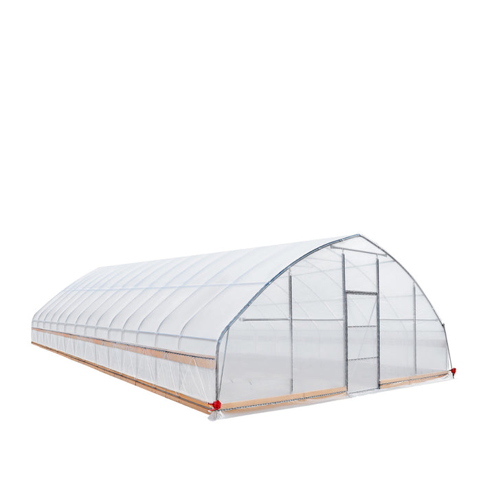 TMG Industrial 25’ x 60’ Tunnel Greenhouse Grow Tent w/6 Mil Clear EVA Plastic Film, Cold Frame, Hand Crank Roll-Up Sides, Peak Ceiling Roof, TMG-GH2560