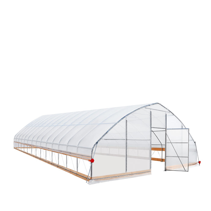 TMG Industrial 25' x 60' Tente de culture en tunnel avec film plastique EVA transparent de 6 mil, cadre froid, côtés enroulables à manivelle, toit de plafond en pointe, TMG-GH2560