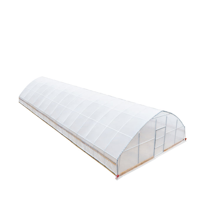 Serre-tunnel 7,6 m x 18,3 m avec film plastique EVA transparent 6 mil, châssis froid, parois latérales enroulables à manivelle, toit à plafond en pointe, TMG-GH2560-V2 (anciennement GH2560)