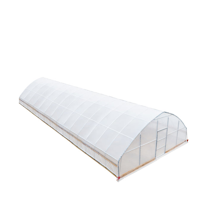TMG Industrial 25' x 60' Tente de culture en tunnel avec film plastique EVA transparent de 6 mil, cadre froid, côtés enroulables à manivelle, toit de plafond en pointe, TMG-GH2560