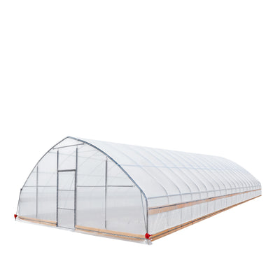 Serre tunnel de 25' x 80' avec film plastique EVA transparent de 6 mil, châssis froid, côtés relevables à manivelle, toit à pignon, TMG-GH2580-V2 (anciennement GH2580)