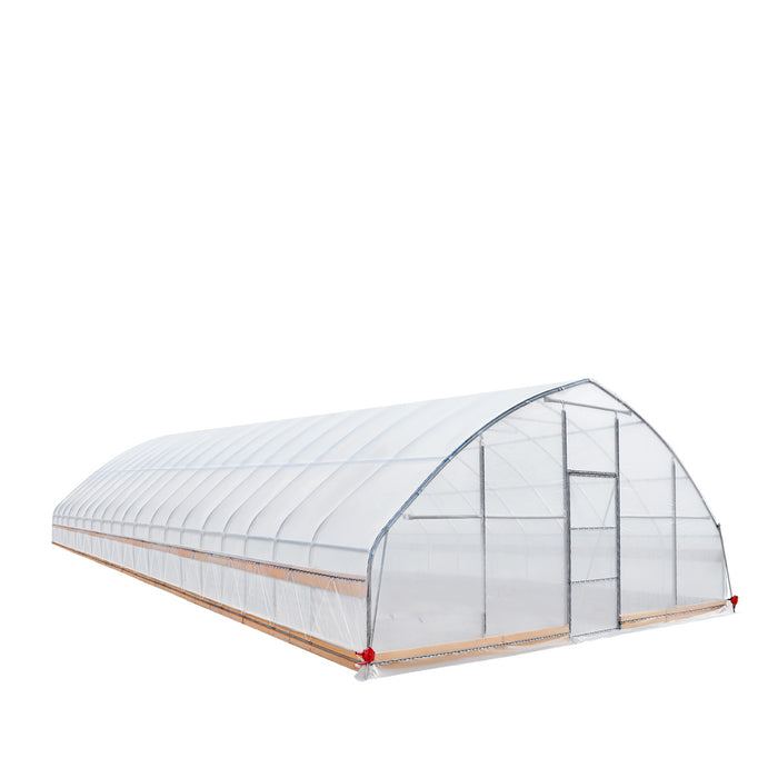 TMG Industrial 25’ x 80’ Tunnel Greenhouse Grow Tent w/6 Mil Clear EVA Plastic Film, Cold Frame, Hand Crank Roll-Up Sides, Peak Ceiling Roof, TMG-GH2580
