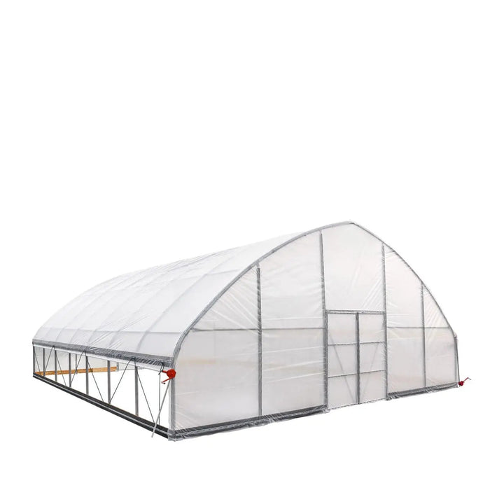 TMG-GH3030-V2 30' x 30' commercial tunnel greenhouse with 6 mil clear EVA poly cover and roll-up sides, view 6.