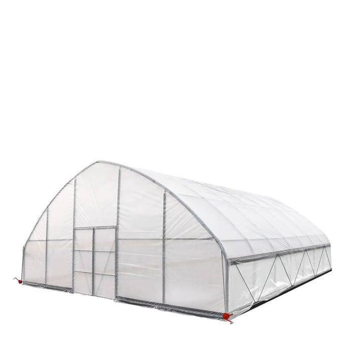 TMG-GH3030-V2 30' x 30' commercial tunnel greenhouse with 6 mil clear EVA poly cover and roll-up sides, view 18.