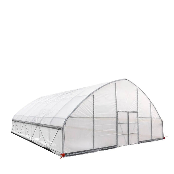 TMG-GH3030-V2 30' x 30' commercial tunnel greenhouse with 6 mil clear EVA poly cover and roll-up sides, view 20.